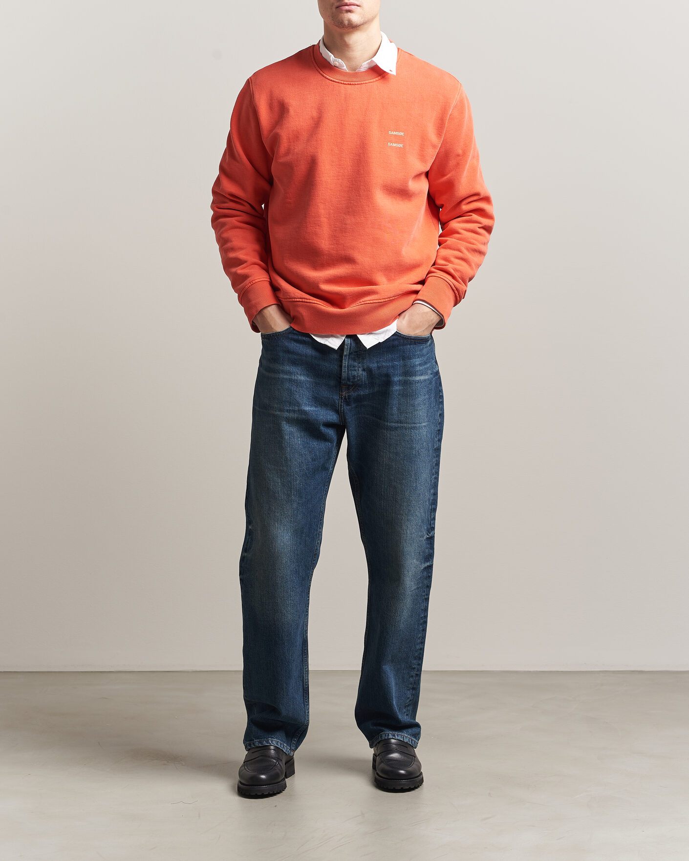 Herre | Trøjer | Samsøe Samsøe | Joel Washed Organic Cotton Sweatshirt Aurora Red