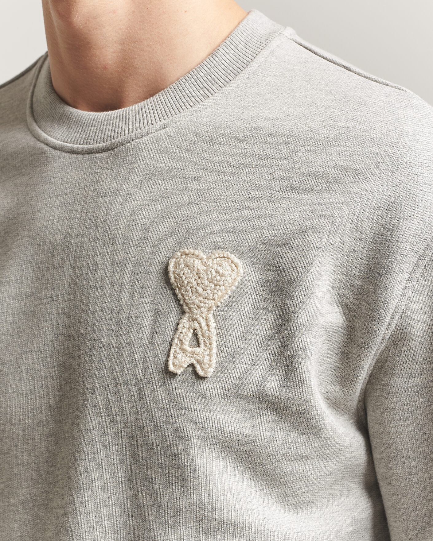 Herre | Trøjer | AMI | Knitted Heart Logo Sweatshirt Grey Melange