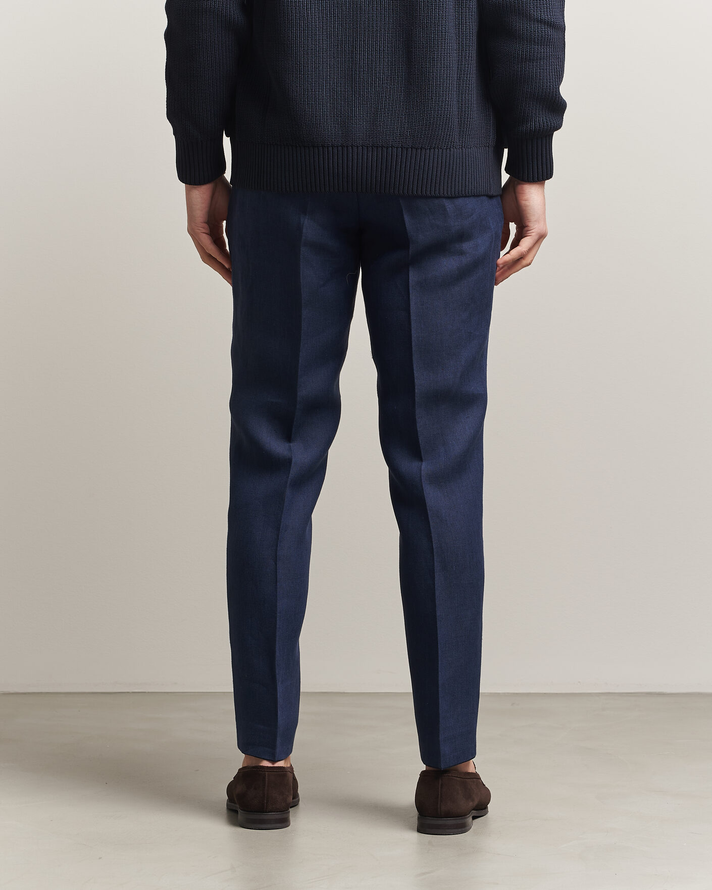 Herre | Bukser | Oscar Jacobson | Dandy Linen Trousers Navy
