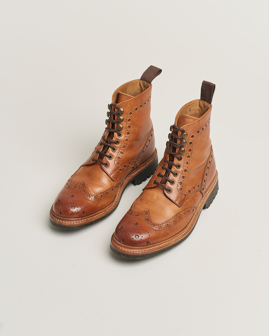 Herre | Grenson Fred Brogue Boot Commando Sole Cognac Calf UK6 - EU40 | Pre-owned | Grenson Fred Brogue Boot Commando Sole Cognac Calf UK6 - EU40