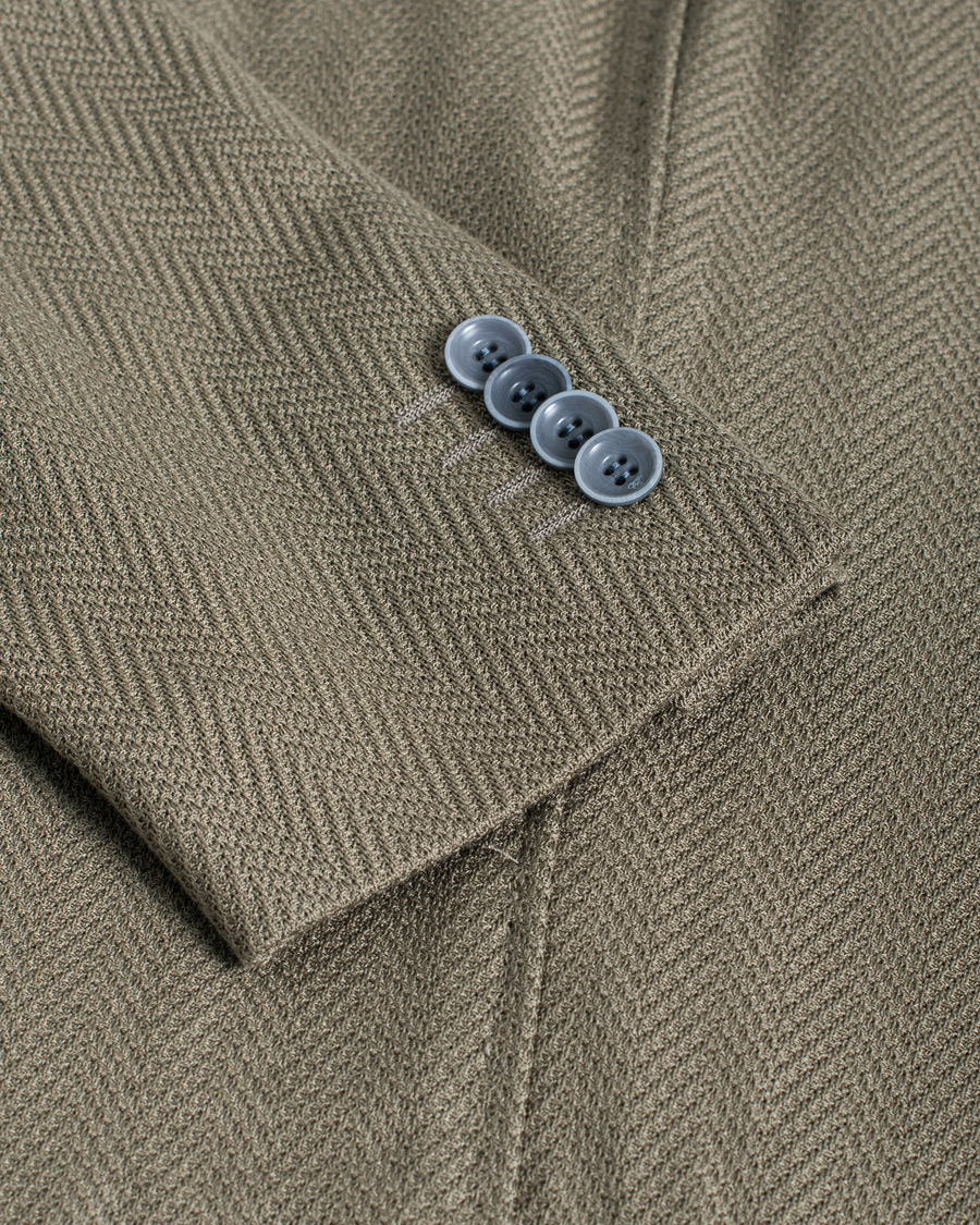 Herre |  | Pre-owned | Canali Textured Cotton Jersey Blazer Olive