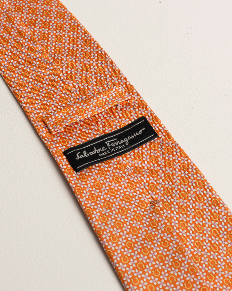 Herre |  | Pre-owned | Ferragamo Monogram Silk Tie Orange